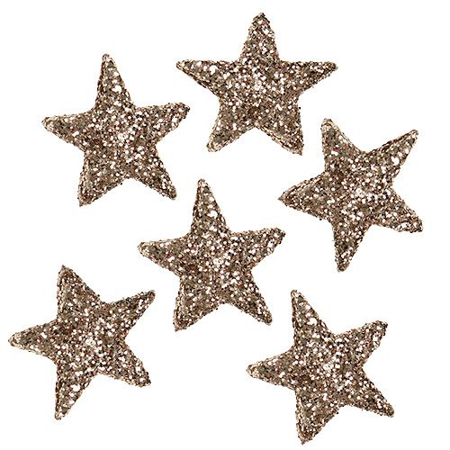 Floristik24 Sobremesa star mica champagne 1,5cm 144pcs