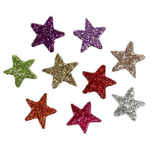 Floristik24 Decoración de mesa estrellas ordenadas 1,5cm con mica 144pcs