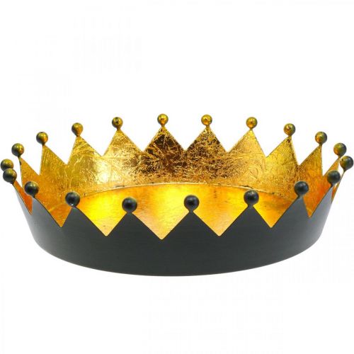 Artículo Decoración de mesa corona navideña oro negro Ø25.5cm H6cm