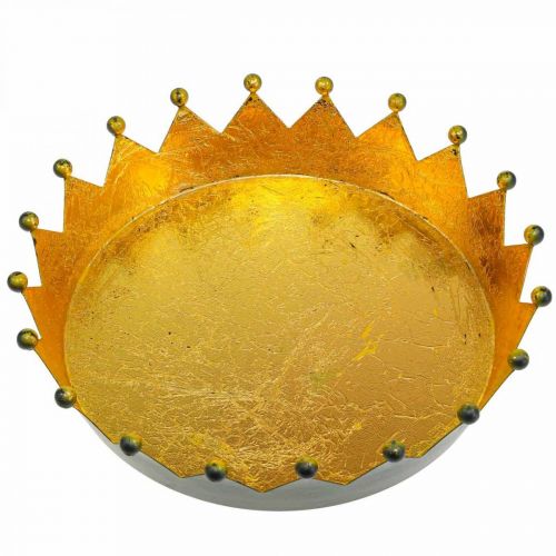 Floristik24 Decoración de mesa Corona navideña oro negro Ø16,5cm H6cm