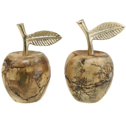 Decoración de mesa madera manzana decoración madera deco manzana madera H11 cm Ø6.5cm 2pcs