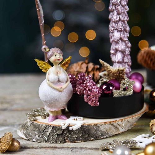 Floristik24 Decoración de mesa ángel rosa decoración figura Navidad 4,5 × 3,5 × 9,5cm 4pcs