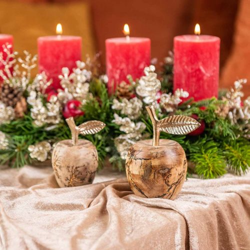 Floristik24 Decoración de mesa madera manzana Decoración de madera deco manzana H13.5cm Ø8cm 2pcs