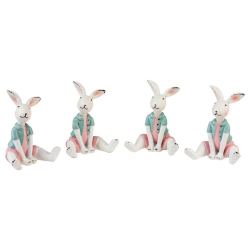 Artículo Decoración de mesa Conejita de Pascua niña blanco azul rosa 8,5cm 4ud