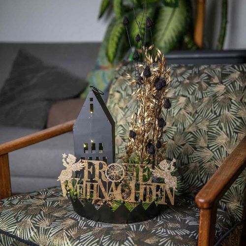 Floristik24 Decoración de mesa corona navideña oro negro Ø25.5cm H6cm