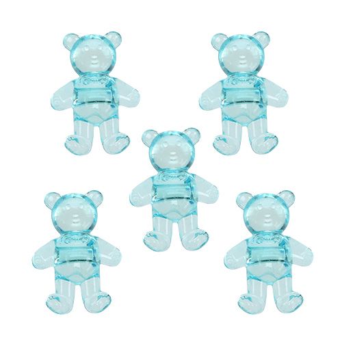 Floristik24 Decoración de mesa para el oso de nacimiento azul 3.5cm 60p