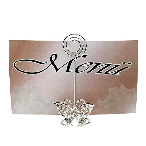 Artículo Placecard titular Mariposa 3,5cm plata 6pcs