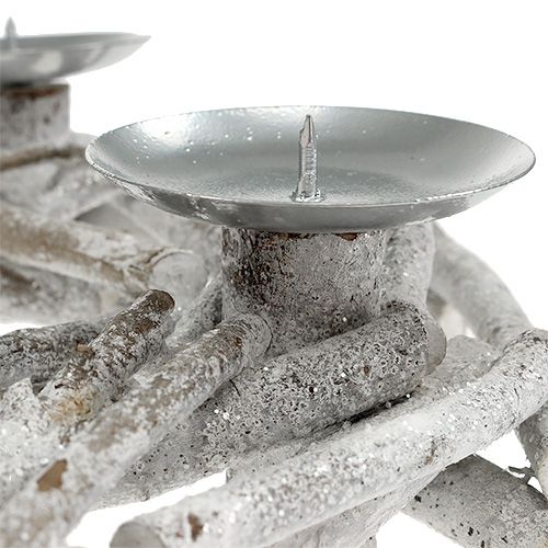 Floristik24 Guirnalda de mesa con candelabro Ø32cm encalada