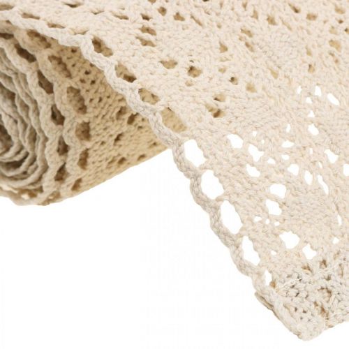 Floristik24 Camino de mesa crochet encaje naturaleza 30cm x 140cm