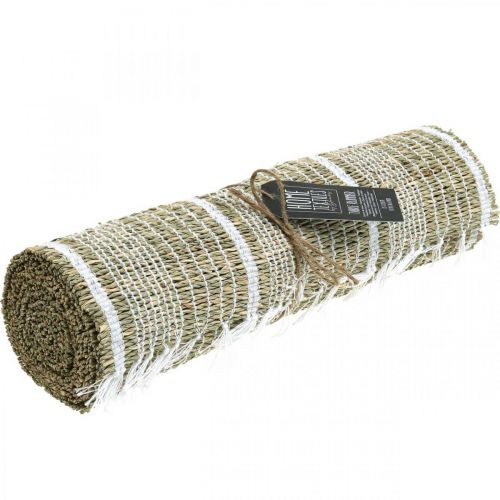Floristik24 Camino de mesa seagrass natural blanco decoración de mesa verano 35×220cm