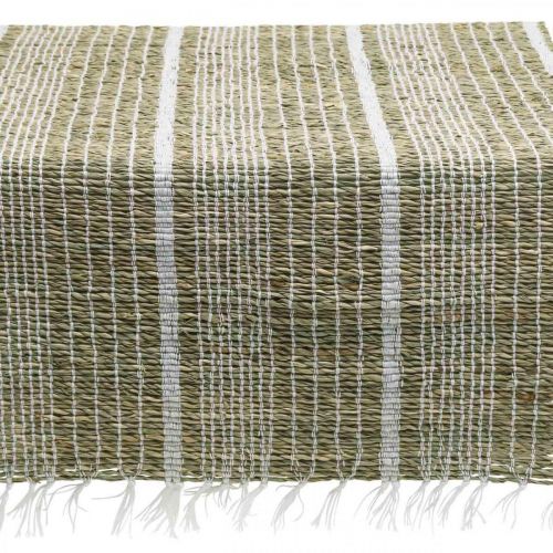 Artículo Camino de mesa seagrass natural blanco decoración de mesa verano 35×220cm