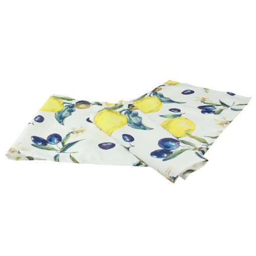 Floristik24 Camino de mesa camino de mesa limones y aceitunas textil de verano 138×32cm