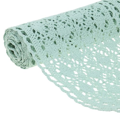 Floristik24 Camino de mesa Crochet encaje Verde menta 30cm x 140cm