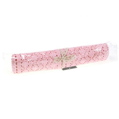 Floristik24 Camino de mesa crochet encaje rosa 30cm x 140cm