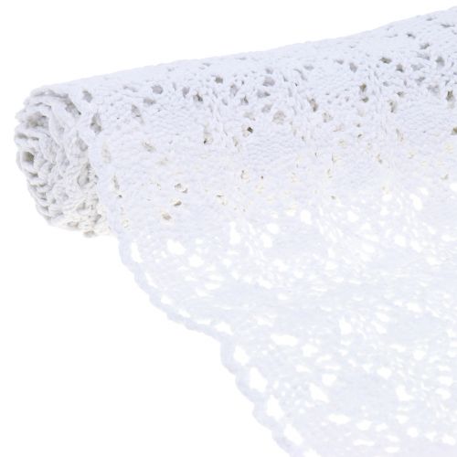 Floristik24 Camino de mesa Crochet encaje blanco 30cm x 140cm