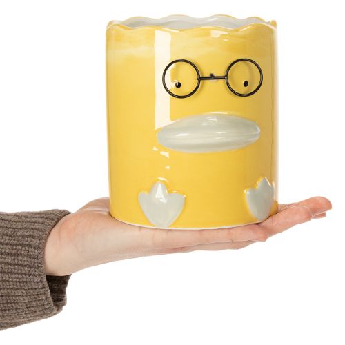 Artículo Jarrón decorativo cilíndrico de cerámica con forma de pato para un hogar elegante, 13 cm, 2 piezas