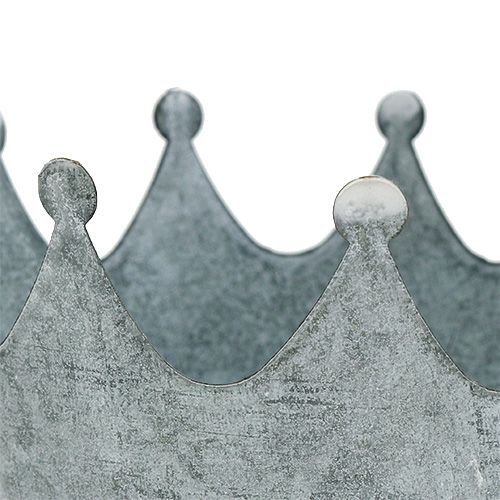 Floristik24 Corona de zinc Gris lavado Ø10cm H9,5cm 6pcs