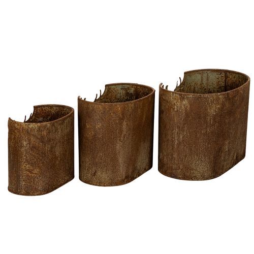 Juego de 3 macetas ovaladas de metal con diseño rústico de ciervo, 24 cm. | Floristik24.es