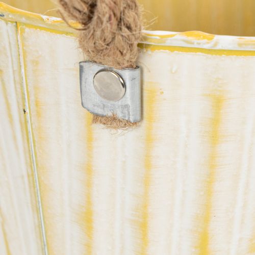 Artículo Maceta de metal, decoración primaveral, maceta con asas, amarilla, estilo shabby chic, Ø18cm, H17.5cm