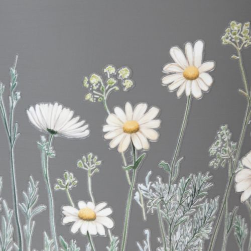 Artículo Maceta con delicado diseño de flores silvestres, uso práctico en balcón o terraza, 15 cm, 3 piezas