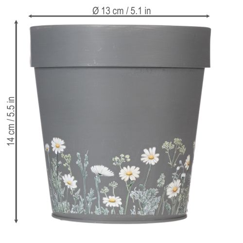 Artículo Maceta con estampado floral para decoración moderna de hogar y balcón de verano, 13 cm, 4 piezas