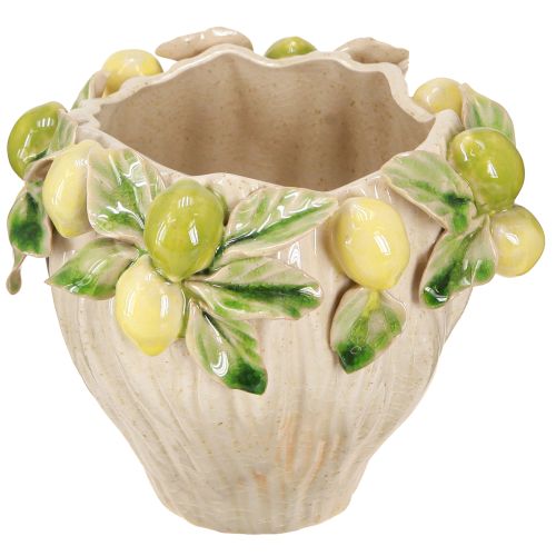 Artículo Maceta decorativa de cerámica con diseño de limones para un toque sureño Ø19,5cm