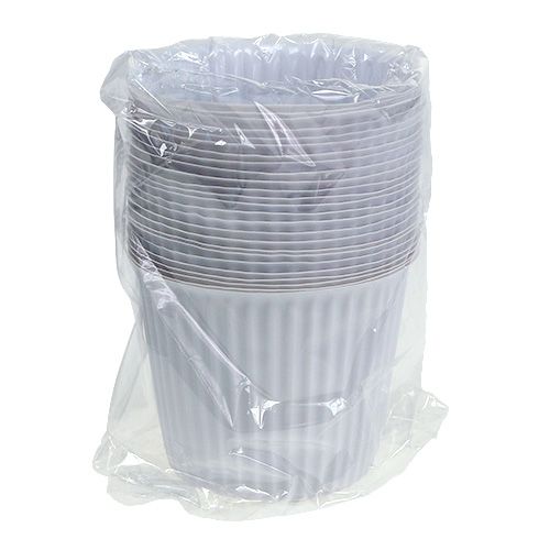 Floristik24 Maceta con ranuras de plástico Ø10cm H8cm Blanco 25pcs