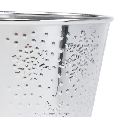 Artículo Maceta con estampado de copos de nieve Ø16,5cm H14,5cm 1ud