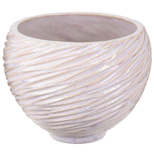 Artículo Macetero de cerámica color crema y rosa – Macetero decorativo moderno con diseño de ranuras Ø15cm 2 uds.