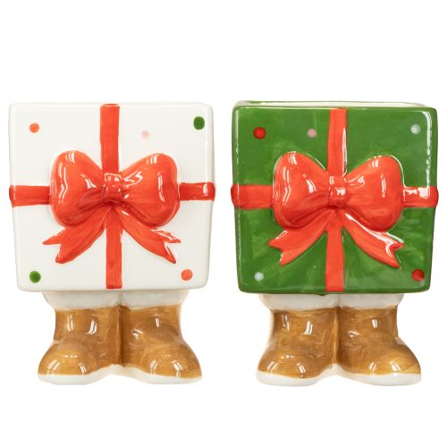 Floristik24 Maceta de cerámica regalo de Navidad con pies H11,5cm 2 uds