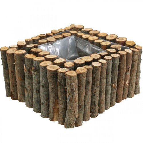Artículo Cuenco para plantas cuadrado ramas de abedul natural 14,5/20cm juego de 2