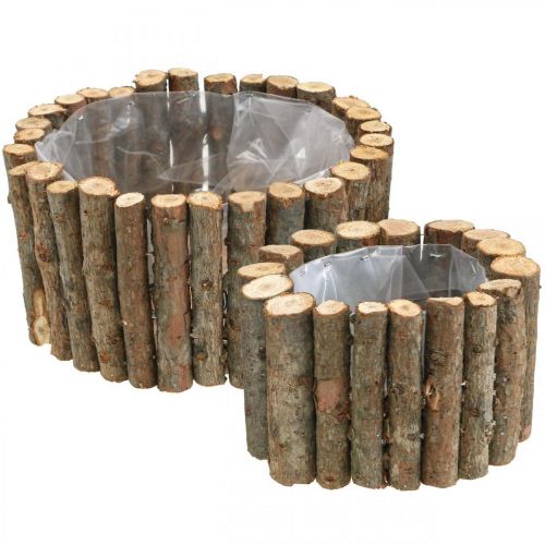 Floristik24 Macetero redondo ramas de abedul natural Ø14/20cm juego de 2