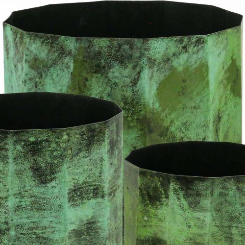 Floristik24 Macetero verde metal maceta Ø26cm/20cm/16cm set de 3