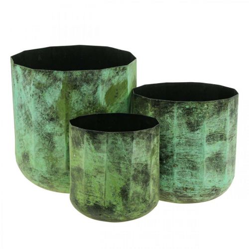 Macetero verde metal maceta Ø26cm/20cm/16cm set de 3