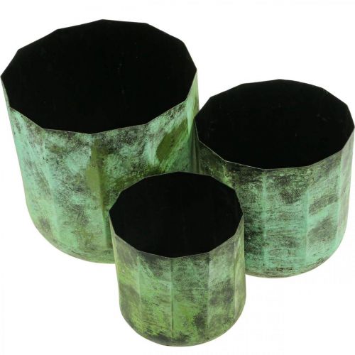 Floristik24 Macetero verde metal maceta Ø26cm/20cm/16cm set de 3