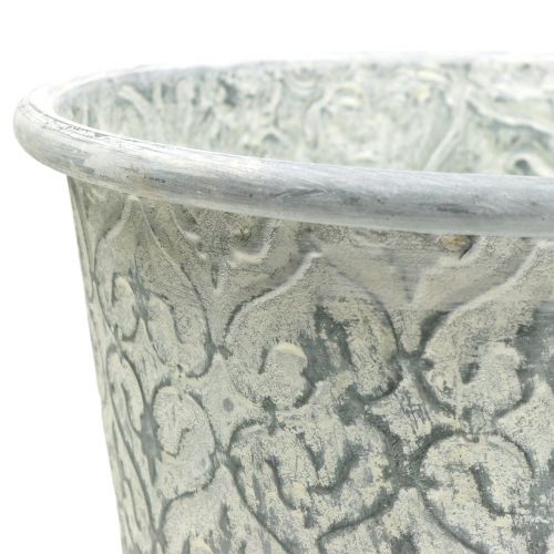 Floristik24 Olla de zinc con decoración de crema lavada Ø19cm H20cm