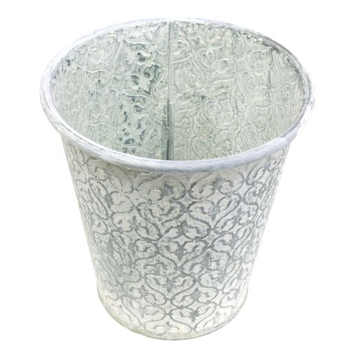Floristik24 Olla de zinc con decoración de crema lavada Ø19cm H20cm