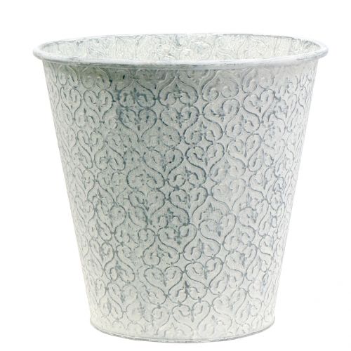 Floristik24 Cubo Zinc Lavado Blanco Ø29cm H28cm