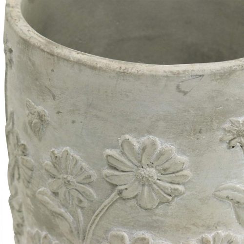 Floristik24 Macetero hormigón con diseño de flores macetero Ø12.5cm H11cm 3pcs