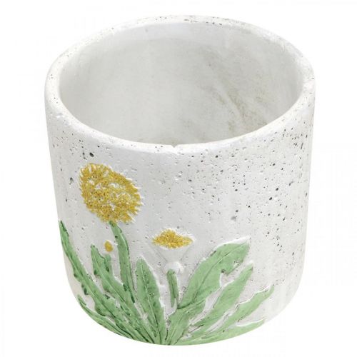 Artículo Jardinera hormigón diente de león verano decoración maceta Ø12.5cm H11cm 3pcs