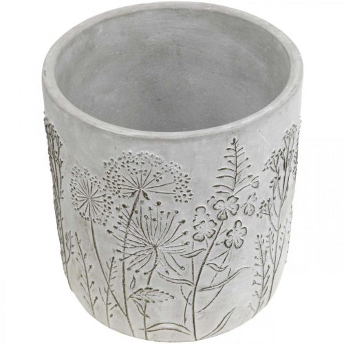 Floristik24 Macetero de hormigón blanco con flores en relieve vintage Ø16cm