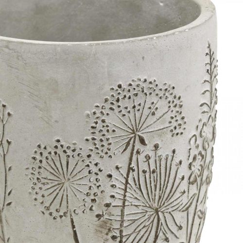 Floristik24 Florero hormigón florero blanco con flores en relieve vintage Ø14.5cm