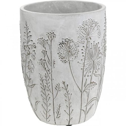 Floristik24 Florero Concrete White Florero con flores en relieve vintage Ø18cm