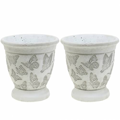 Floristik24 Macetero macetero taza con mariposas Ø12,5cm H13cm 2pcs