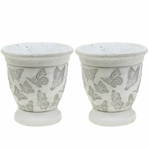 Floristik24 Macetero macetero taza con mariposas Ø12,5cm H13cm 2pcs