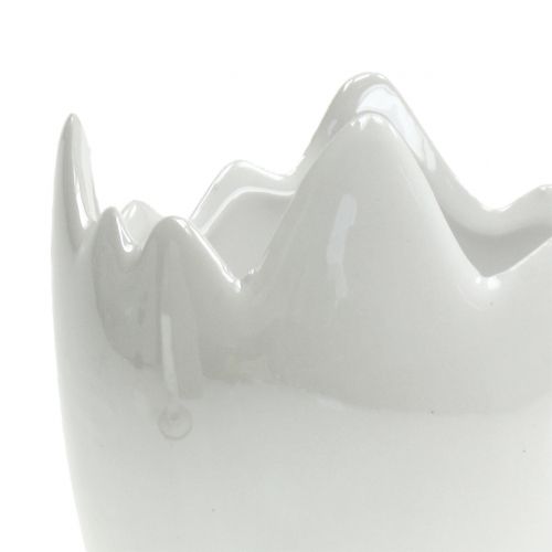Floristik24 Jardinera cáscara de huevo nácar blanco Ø11cm H11cm 2pcs