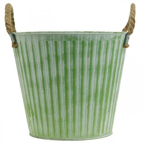 Artículo Maceta decorativa, cubo de metal para plantar, macetero con asas, rosa/verde/amarillo shabby chic Ø14,5cm H13cm juego de 3