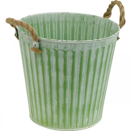 Artículo Maceta decorativa, cubo de metal para plantar, macetero con asas, rosa/verde/amarillo shabby chic Ø14,5cm H13cm juego de 3