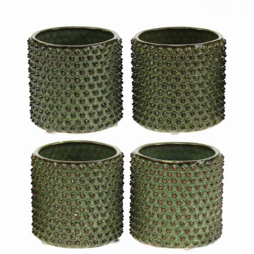 Floristik24 Jardinera verde, marrón Ø7,5cm H8cm 4ud