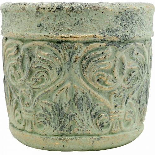 Floristik24 Macetero aspecto antiguo verde, dorado macetero hormigón Ø9.5cm H10.5cm